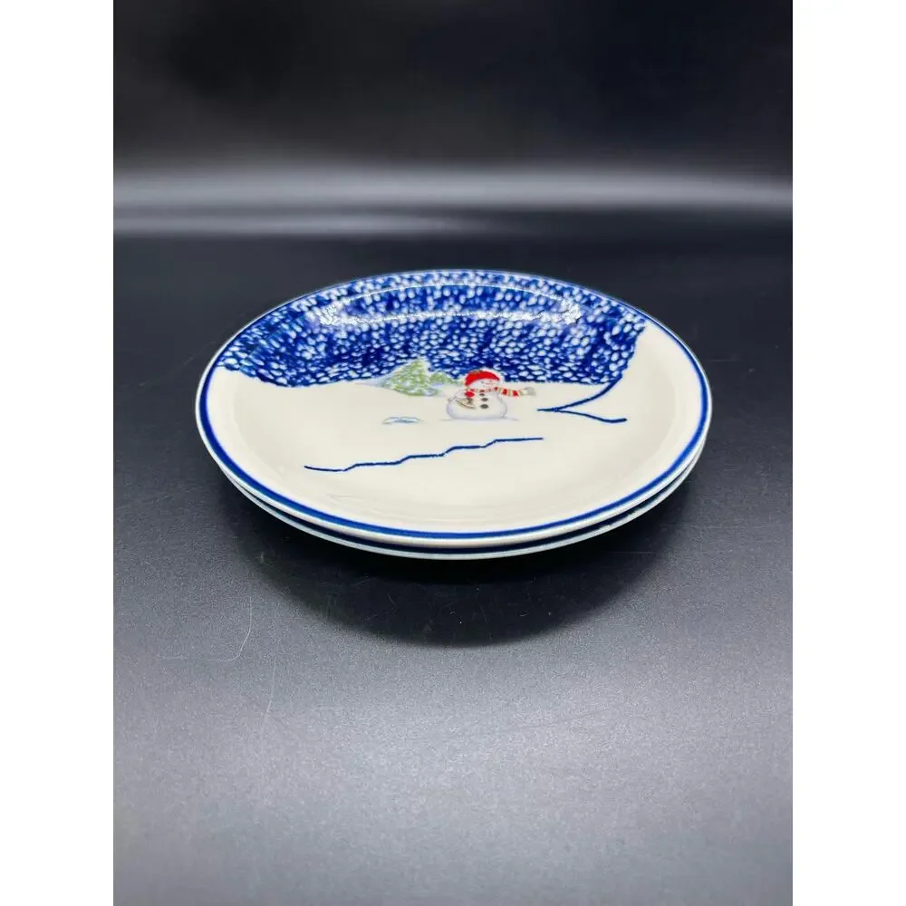 Thomson Pottery Snowman Set of 2 Salad Plates